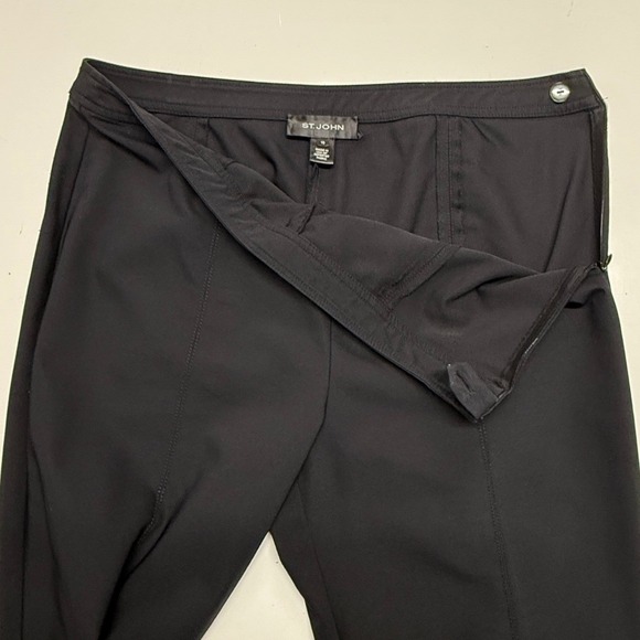 St. John Pants Womens 10 32x28 Black Trousers Pintuck Side Zip Split Hem Career - Picture 6 of 7